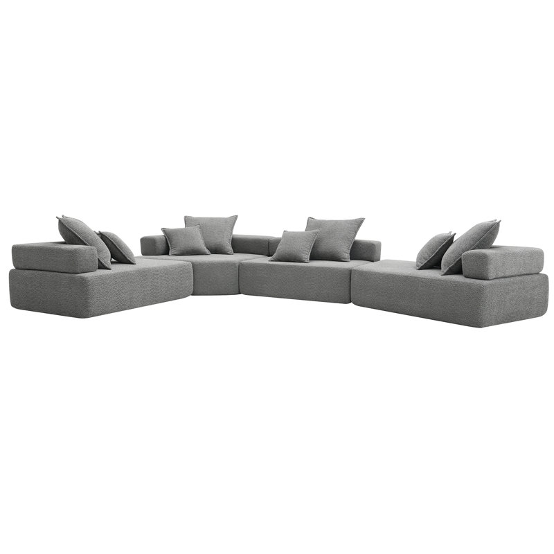 Canapé modulaire surdimensionné rembourré de mousse Breydan, Gris chenille