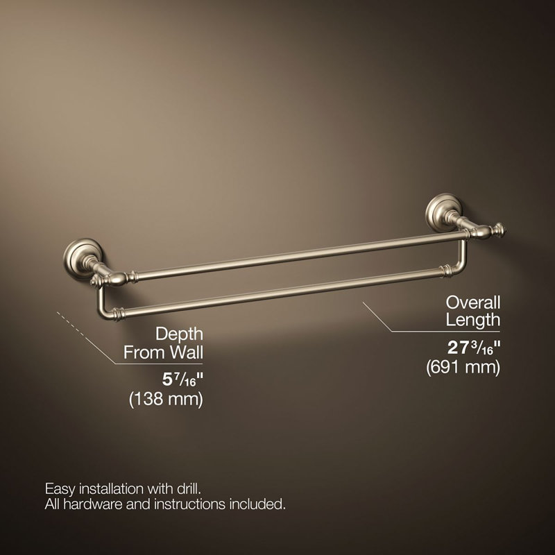Artifacts® Double 24" Wall Mounted Towel Bar, Vibrant Brushed Bronze