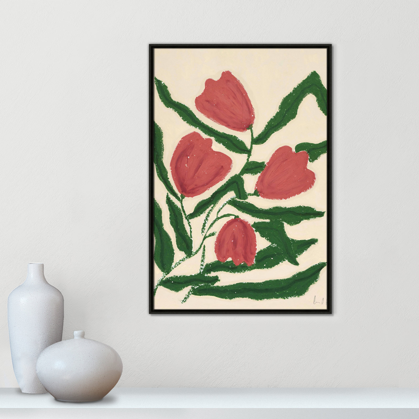 Colette "Red Tulips" Print by Camilla Bergqvist, Espresso, 37.5" H x 25.5" W