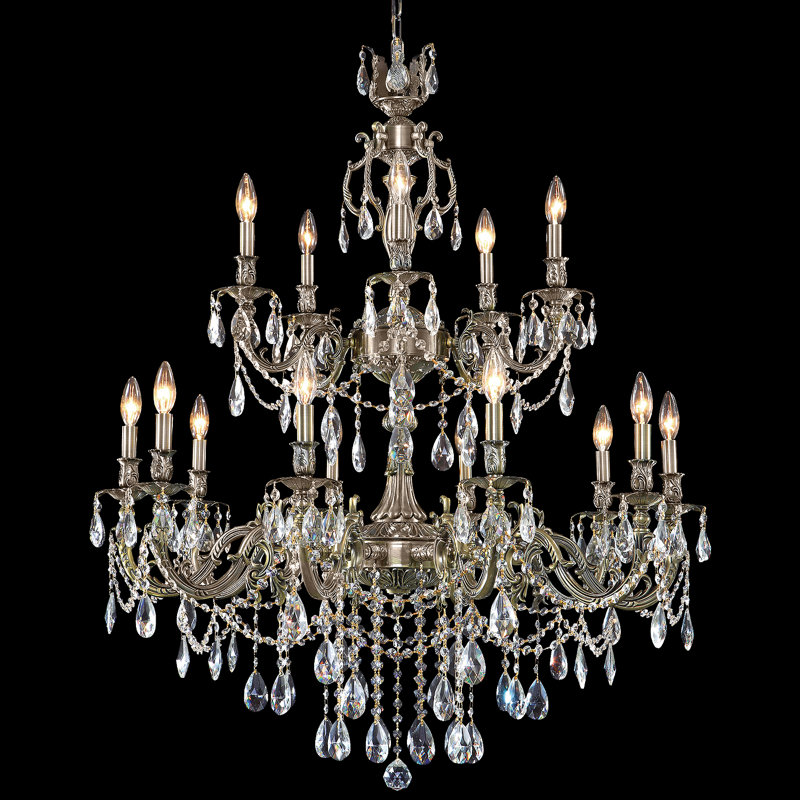 Brindisi 15 - Light Chandelier, Clear, Swarovski Spectra, Monaco Bronze