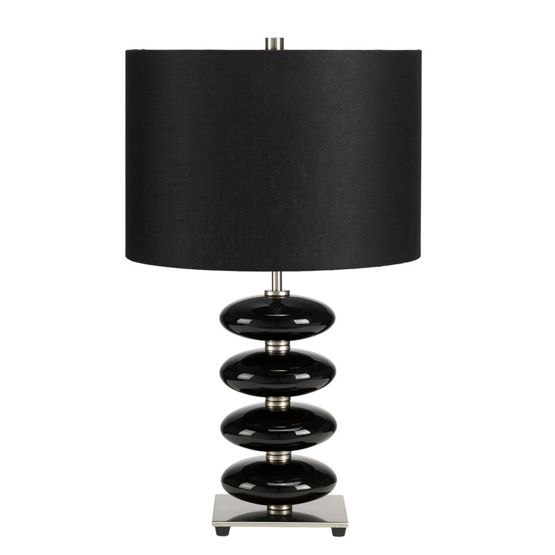 Athalee Porcelain Table Lamp, Black, Black