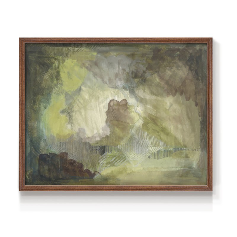 Tempête estivale - reproduction encadrée - réarmable, H 11 po x l 14 po, Noyer