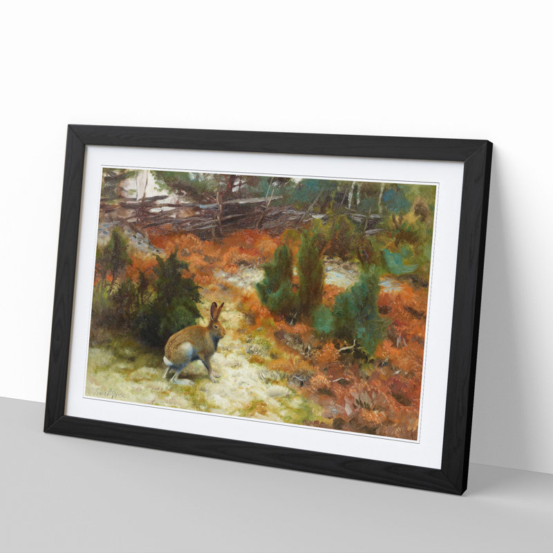 Hare Rabbit by Bruno Liljefors - Framed Print, Black Framed, 36cm H x 48cm W x 2cm D