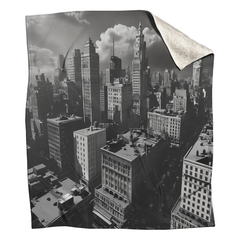 Couvertures noires et blanches Cityscape, 60 po L x 80 po H