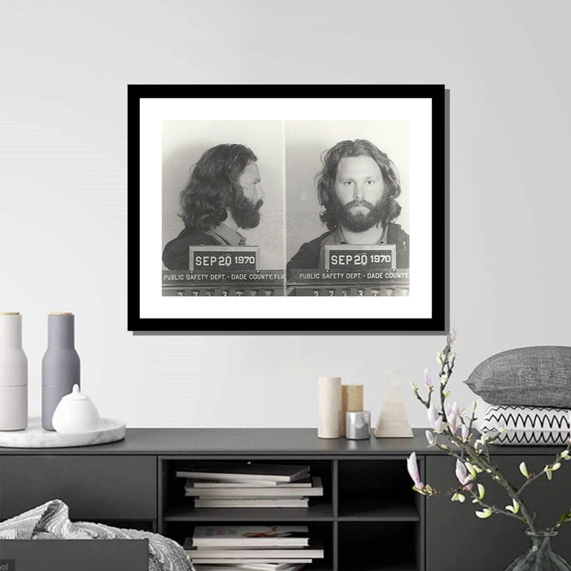 «Jim Morrison 1970 Mugshot», reproduction d'art encadrée 14 x 18