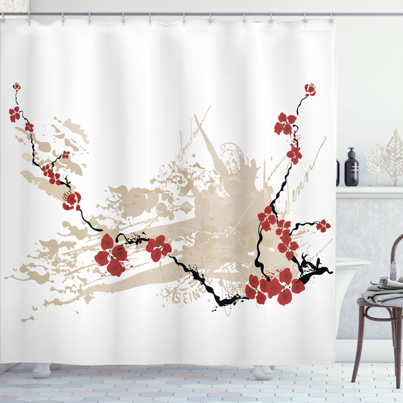 Ensemble de rideau de douche et crochets Flower, H 75 po x l 69 po