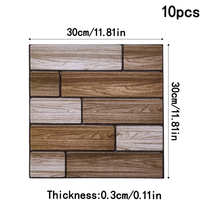 10-Pack 3D Self-Adhesive Wall Tile Stickers