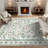 Green Floral Machine Washable Area Rug with Non-Slip Backing-1896119428