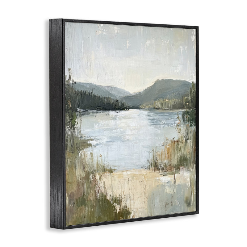 Abstrait, "Lake Shore & Mountains", estampe numérique, design par Petal Prints Design, H 14 po x l 11 po