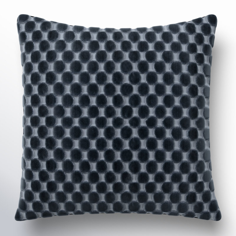 Oreiller en velours Nirvan, Bleu, Carré 26 po, Polyester