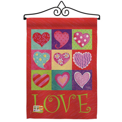 Coussin décoratif en polyester à 2 faces « love hearts collage » 19 x 13 po ensemble de drapeaux