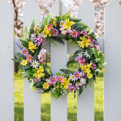17.7" Spring Artificial Flowers Wreath Home Decoration