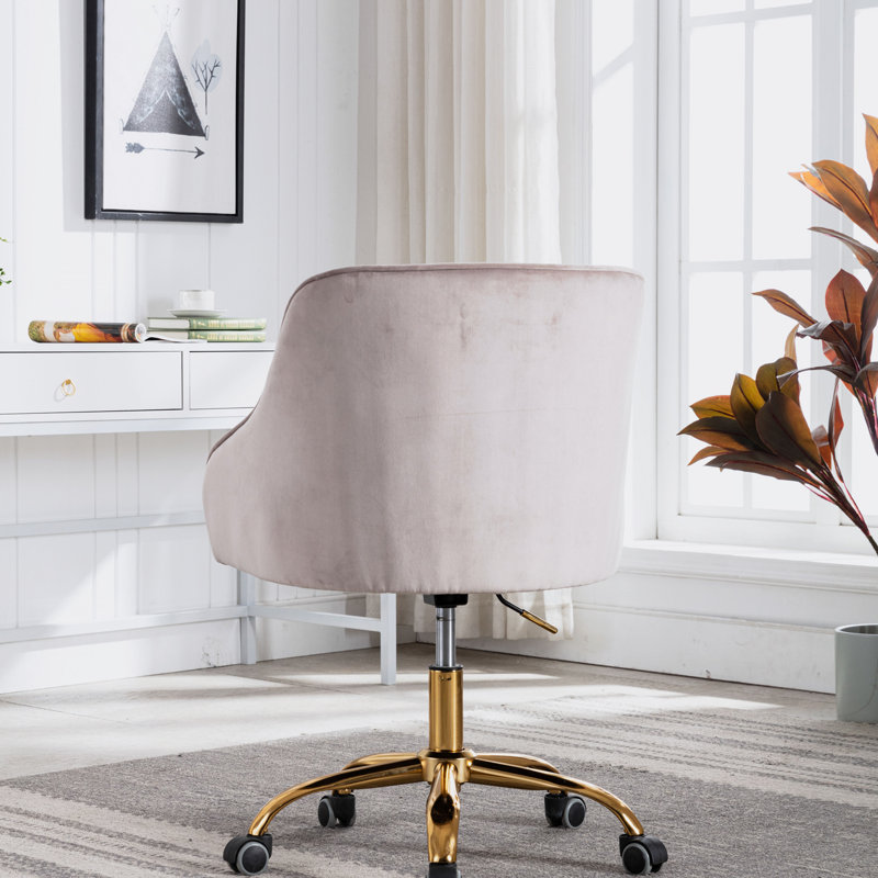 Chaise de bureau pivotante à hauteur réglable moderne pour bureau à domicile, Gris, Doré