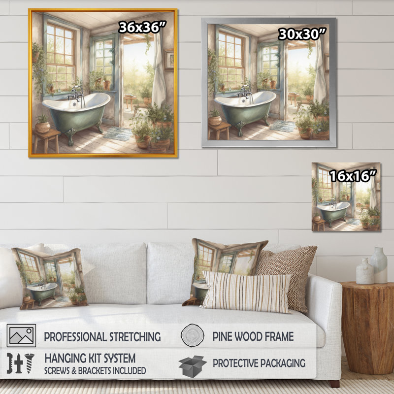 «Davindra Old Farmhouse Bathaign II», reproduction sur toile, H 16 po x l 16 po x P 1 po