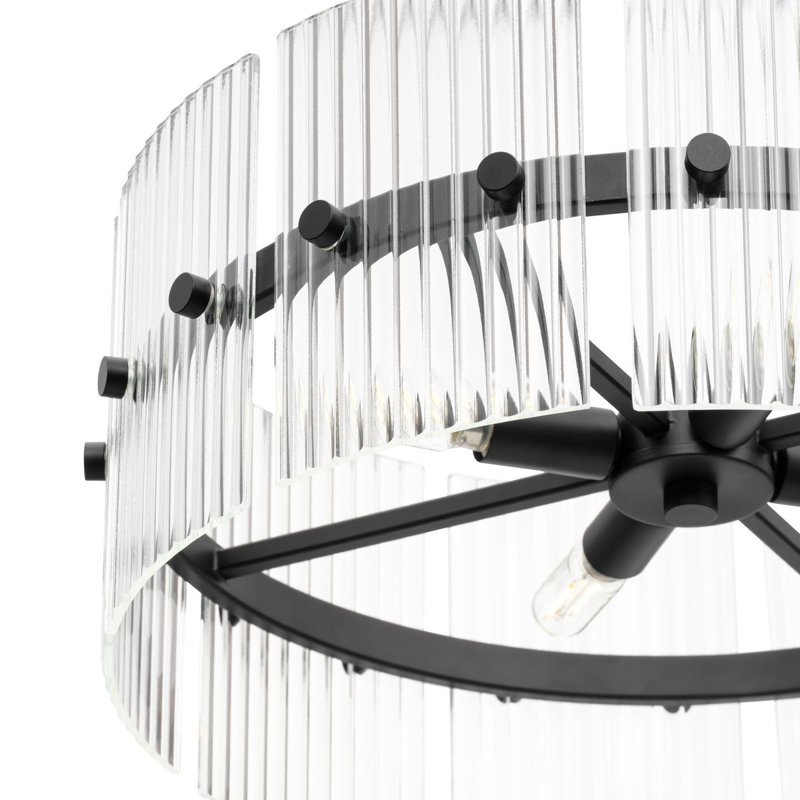Luminaire suspendu contemporain à quatre lumières, Noir mat