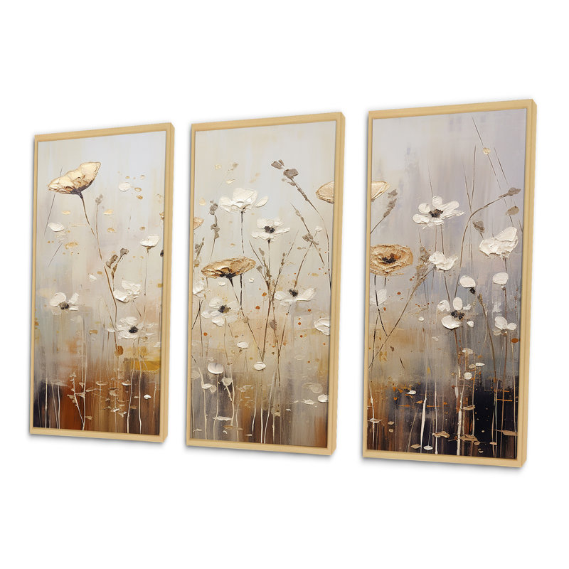 Scerene Wildflowers In Bloom I - ensemble d'art sur toile Wildflowers, Cadre naturel flottant, H 28 po x l 36 po x P 1 po