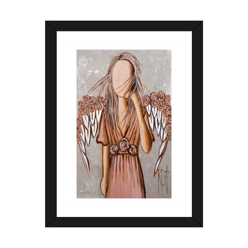 « Wing Crown » par rut art Creations, reproduction d’art, Blanc, H 24 po x l 16 po x P 1 po, Papier encadré noir