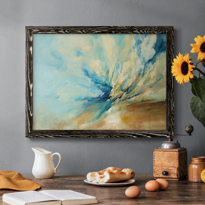 Bleu encadré sur toile, L 20 po x H 14 po, Noir