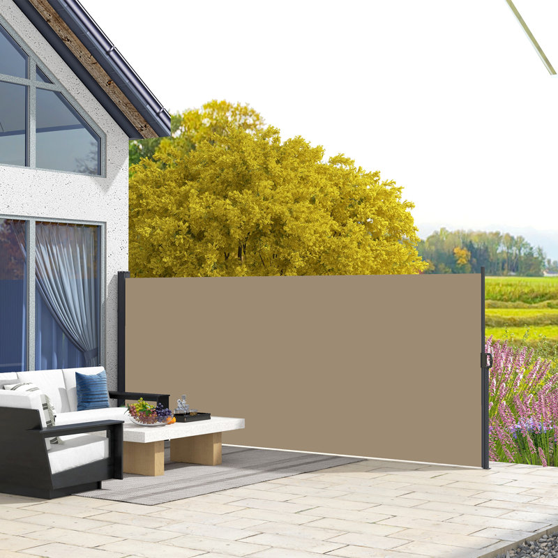 Dakota Fields 400cm W Polyester Cover Retractable Freestanding Awning, Khaki, 160cm H x 400cm W x 18.5cm D