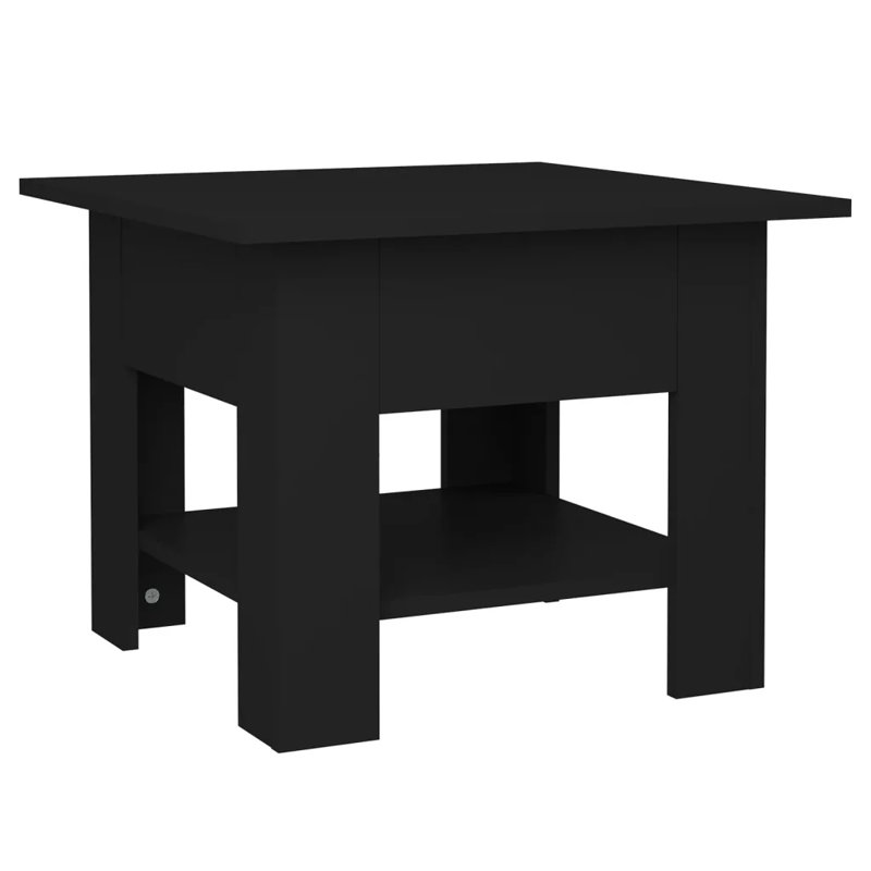 Glass End Table with Storage, 21.7"x21.7"x16.5", Smoked oak
