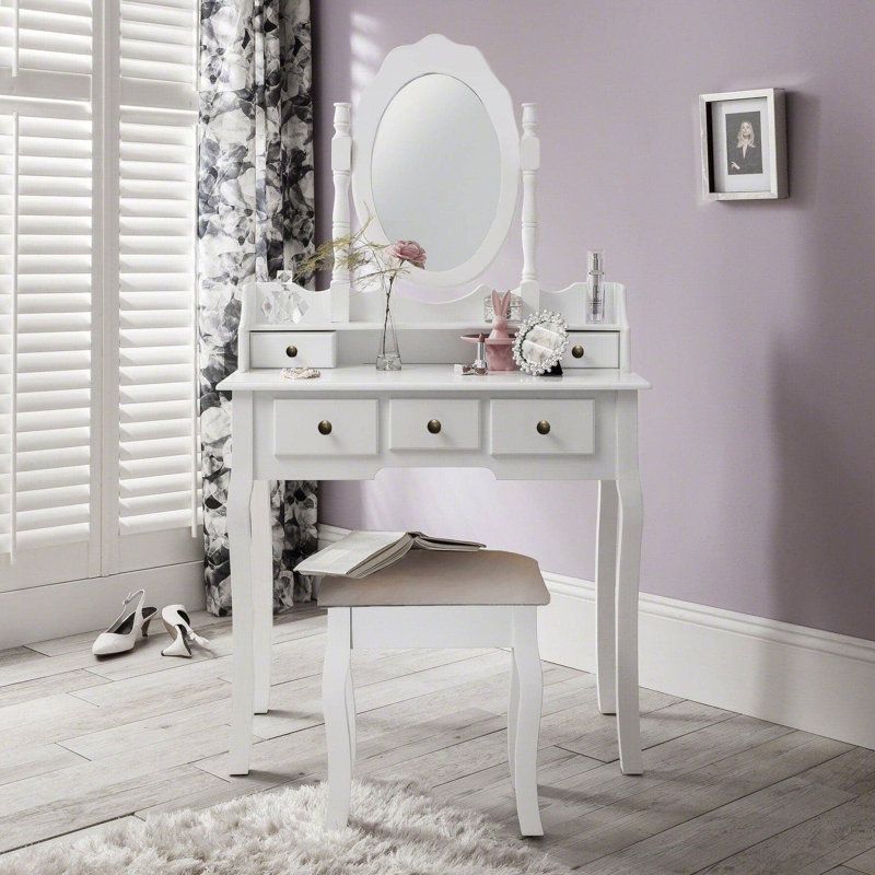 Naia Dressing Table with Mirror, White