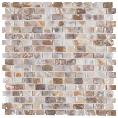 Conchella Subway Natural 11-1/2"x 11-7/8" Natural Seashell Mosaic Wall Tile
