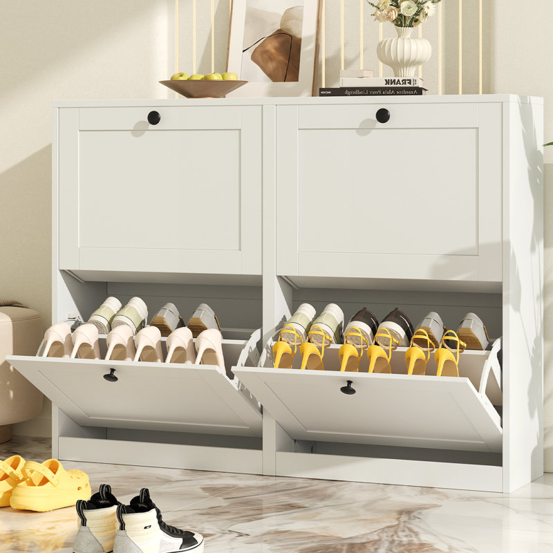 Armoire de rangement pour chaussures Haven Ato avec 4 tiroirs rabattables et tablette réglable, pour le vestibule, le couloir et le salon