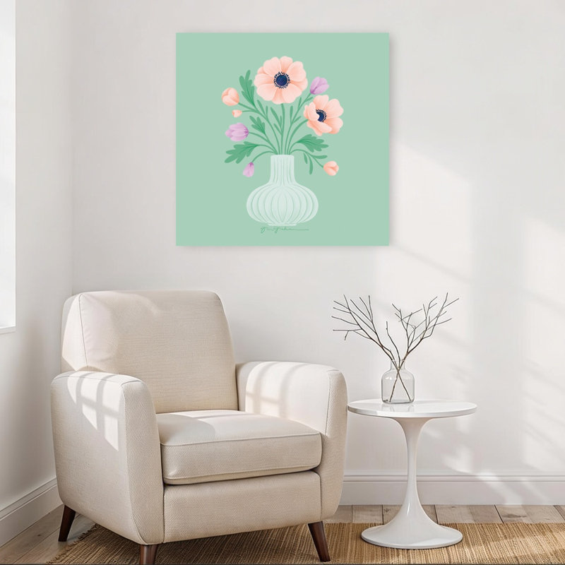 «Spring Blooms IV Abstract Contemporary Flower Landscape», reproduction d'art mural, H 32 po x l 32 po