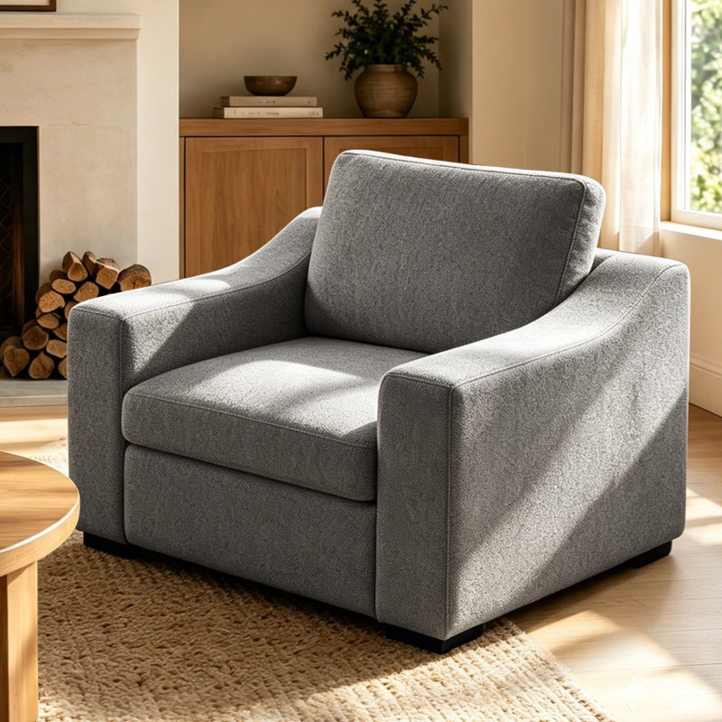 Chaise large et demi Stutsman CAL117, Mélange de polyester gris