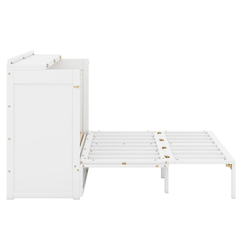 Lit escamotable compact avec tiroir de rangement et prises de courant intégrées et ports USB