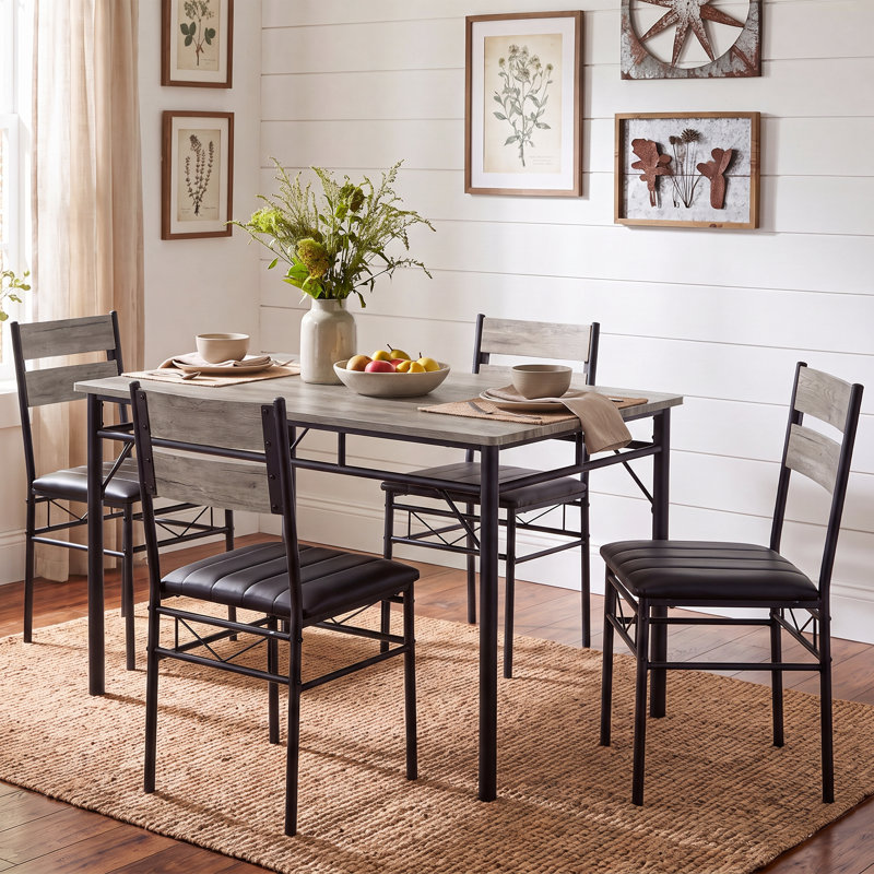 Ensemble de table de salle à manger pour 2/4, petite table de cuisine et chaises, Gray, 1 table et 4 chaises