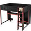 Lit mezzanine noir en bois pleine grandeur avec bureau intégré, garde-robe, lampe à DEL et tiroir pour une chambre bien rangée avec rangement intégré-1524832376