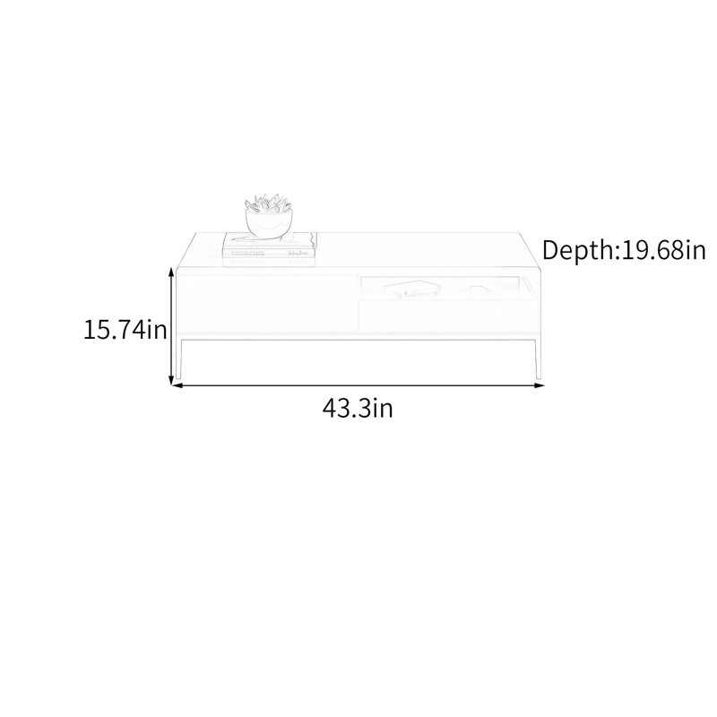 Table basse Simple, 15.74" H x 43.3" W x 19.68" D