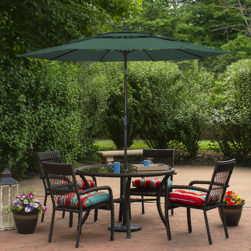 Parasol de marché pour terrasse 9,75 pi avec manivelle et inclinaison, Vert