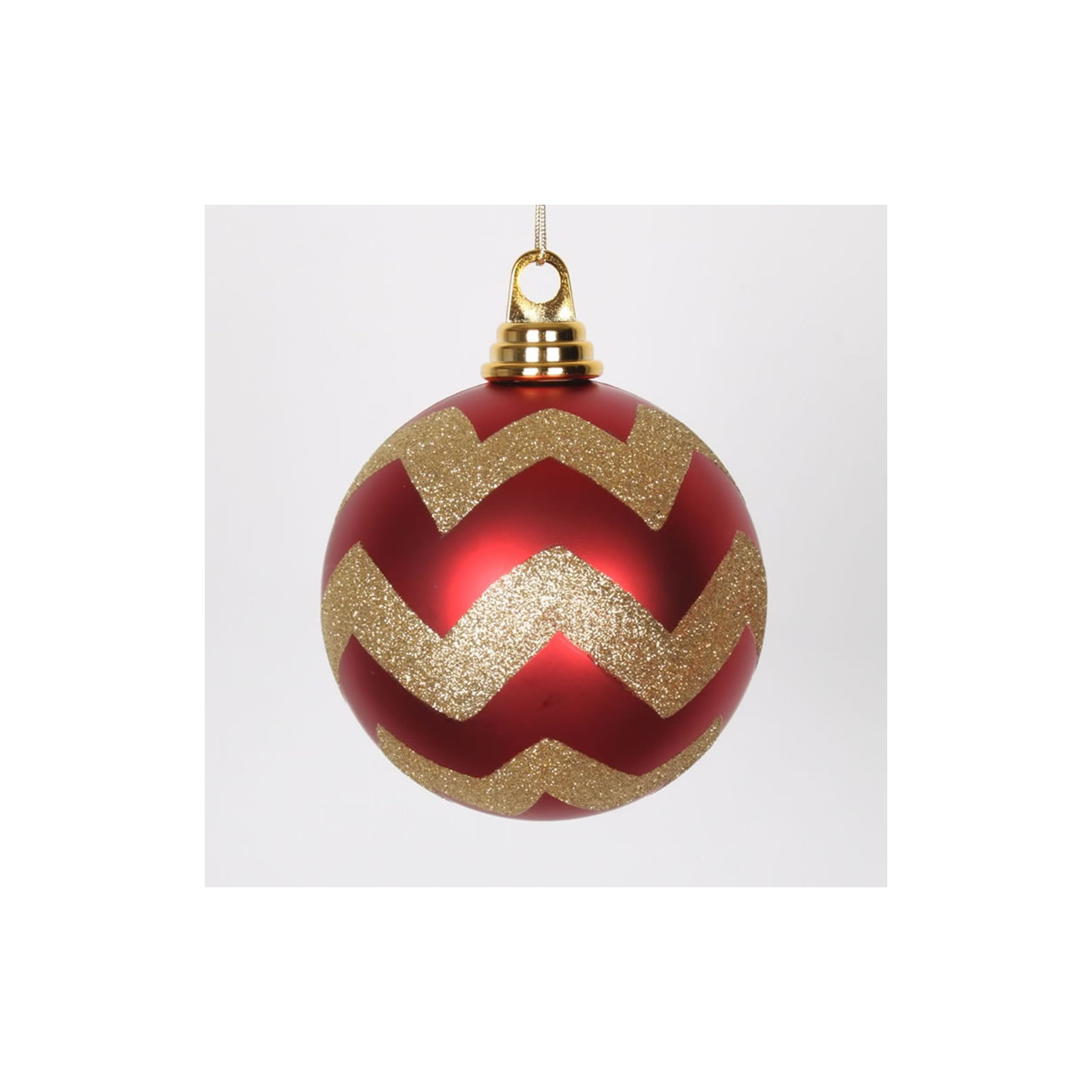 Chevron Shatterproof Christmas Ball Ornament, 4.75"H x 4.75" W x 4.75" D, Cerise Pink Matte/Turquoise Blue