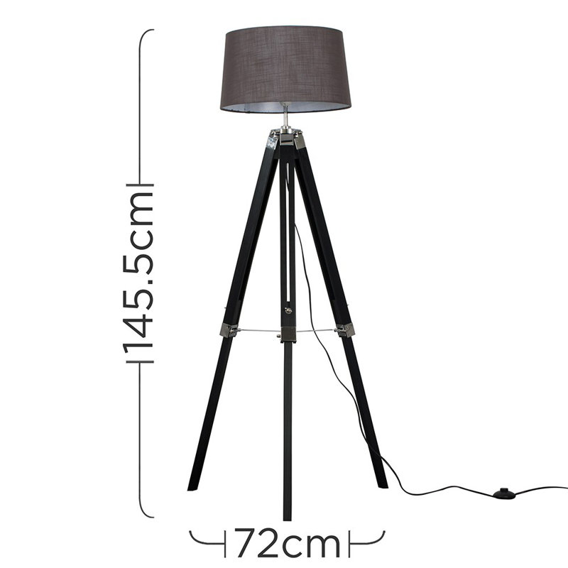Bella Vista 152cm Tripod Floor Lamp, LED bulb, Dark Grey