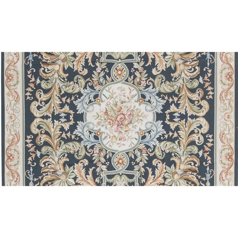 Hand-Knotted High-Quality Blue and Beige Area Rug