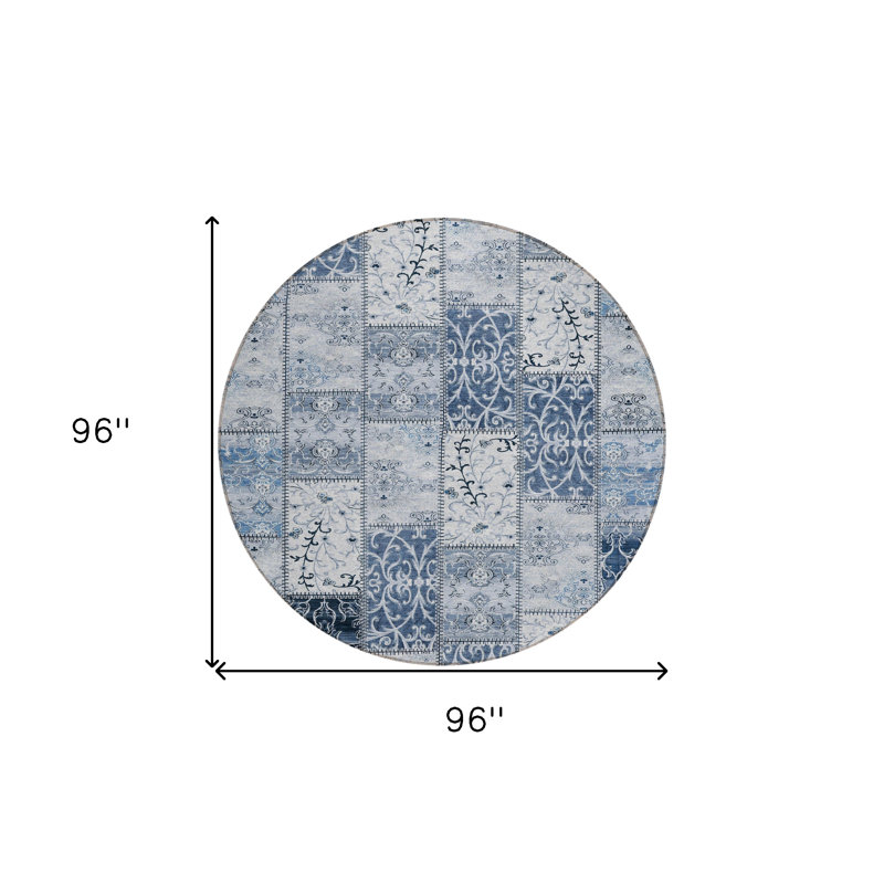 Tapis d'intérieur rond lavable antidérapant 8 pi