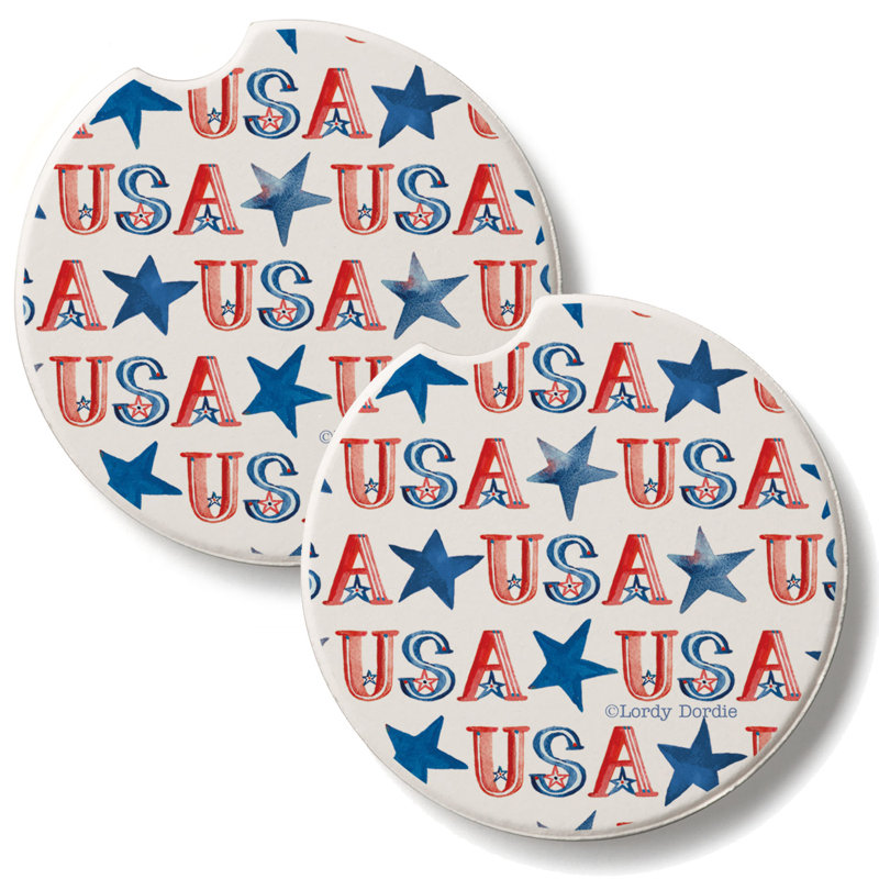 USA 2 Pack Stone Car Coasters