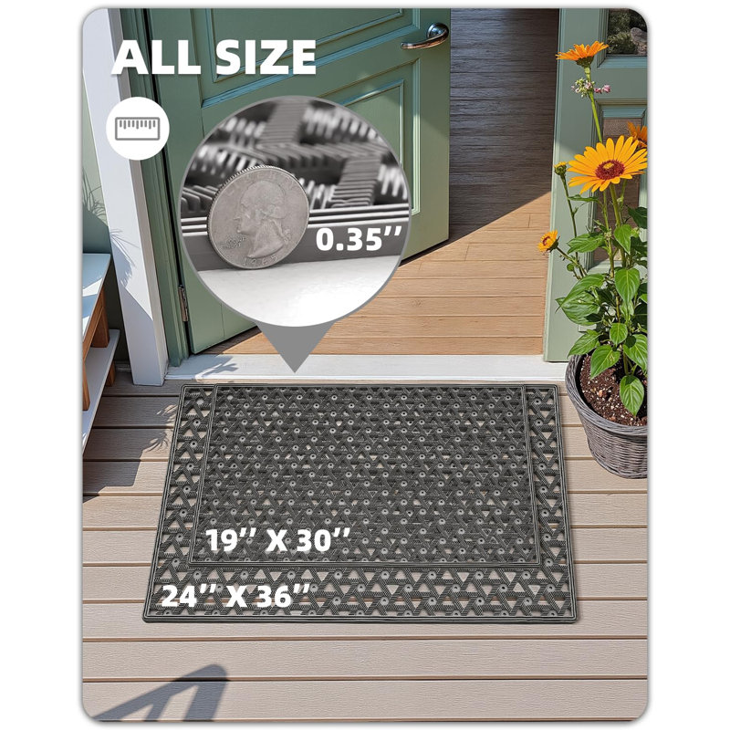 Paillasson antidérapant pour l'extérieur, L 19 po x L 30 po , Gris
