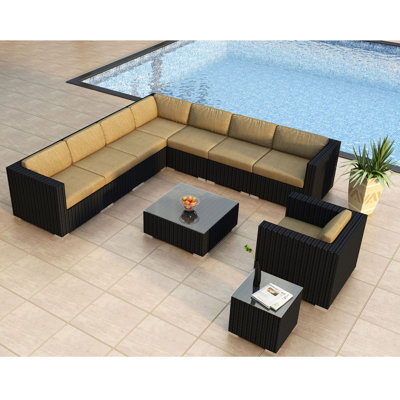 Suffern 10 Piece Sunbrella Sectional Seating Group with Cushions -  Wade Logan®, BAEE877A4892497EB8CB5F20AFFBDA82