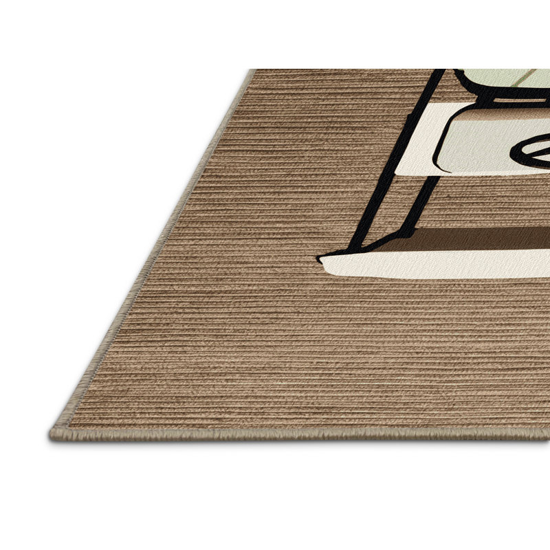Machine Washable Transportation Beige Area Rug, Rectangle 3' x 5'