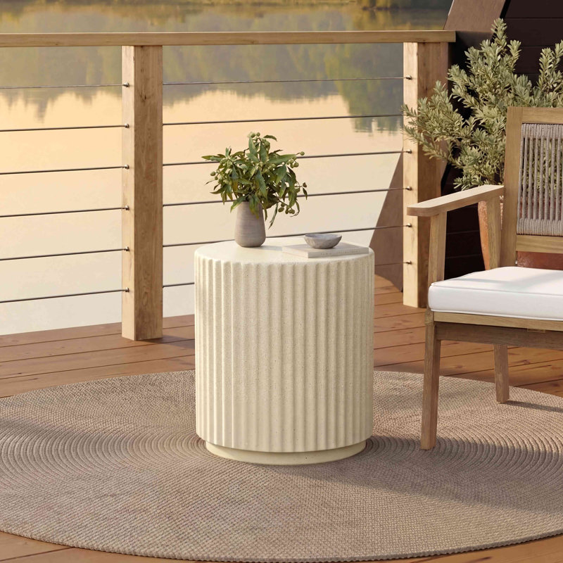 Table d'appoint d'extérieur, table de bout Mgo, Beige