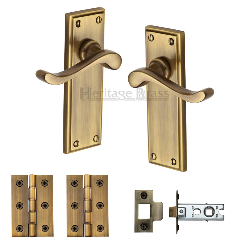 Heritage Brass Edwardian Door Handle Kit, Antique