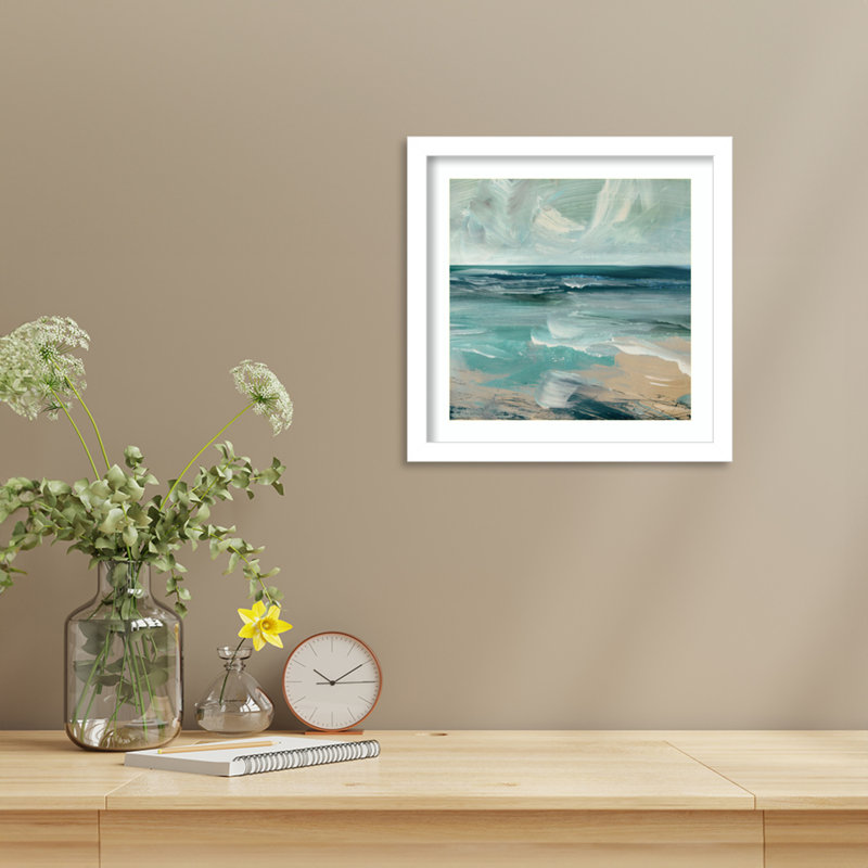 "St Ives" par Oies, impression sur bois encadrée, Blanc svelte, H 13 po x l 13 po