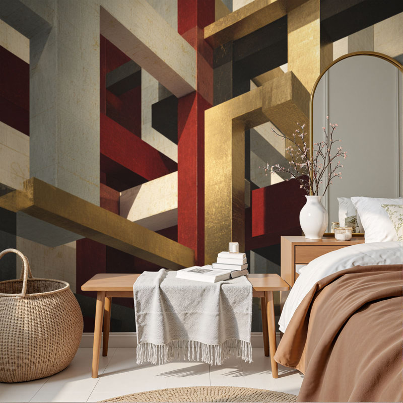 Papier peint adhésif pelez et collez, rendu 3D minimaliste, lignes d'avions croisées, H 69 po x l 96 po, papier peint amovible en PVC, adhésif pour chambre à coucher, salon, bureau à domicile