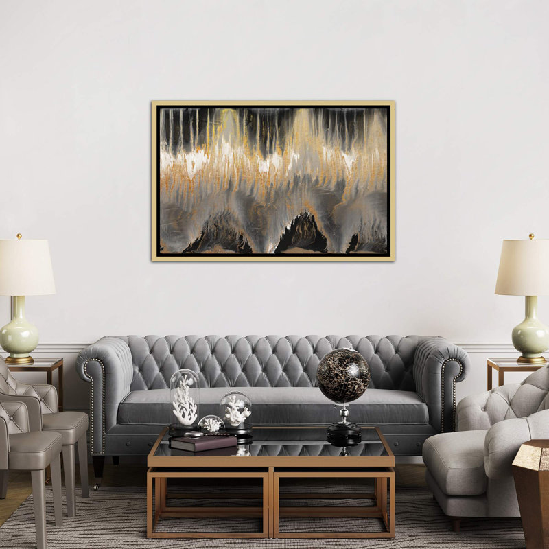« chevron revisited-gold » par blakely ring ring-print, H 40 po x l 60 po x P 1,5 po, Toile encadrée d'or