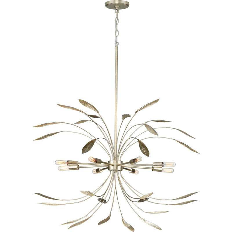 Luminaire suspendu unique à 8 lumières Stpierre, Argent doré