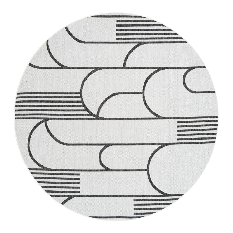 Tapis intérieur / extérieur d'extérieur moderne, Rond 7 pi 10 po