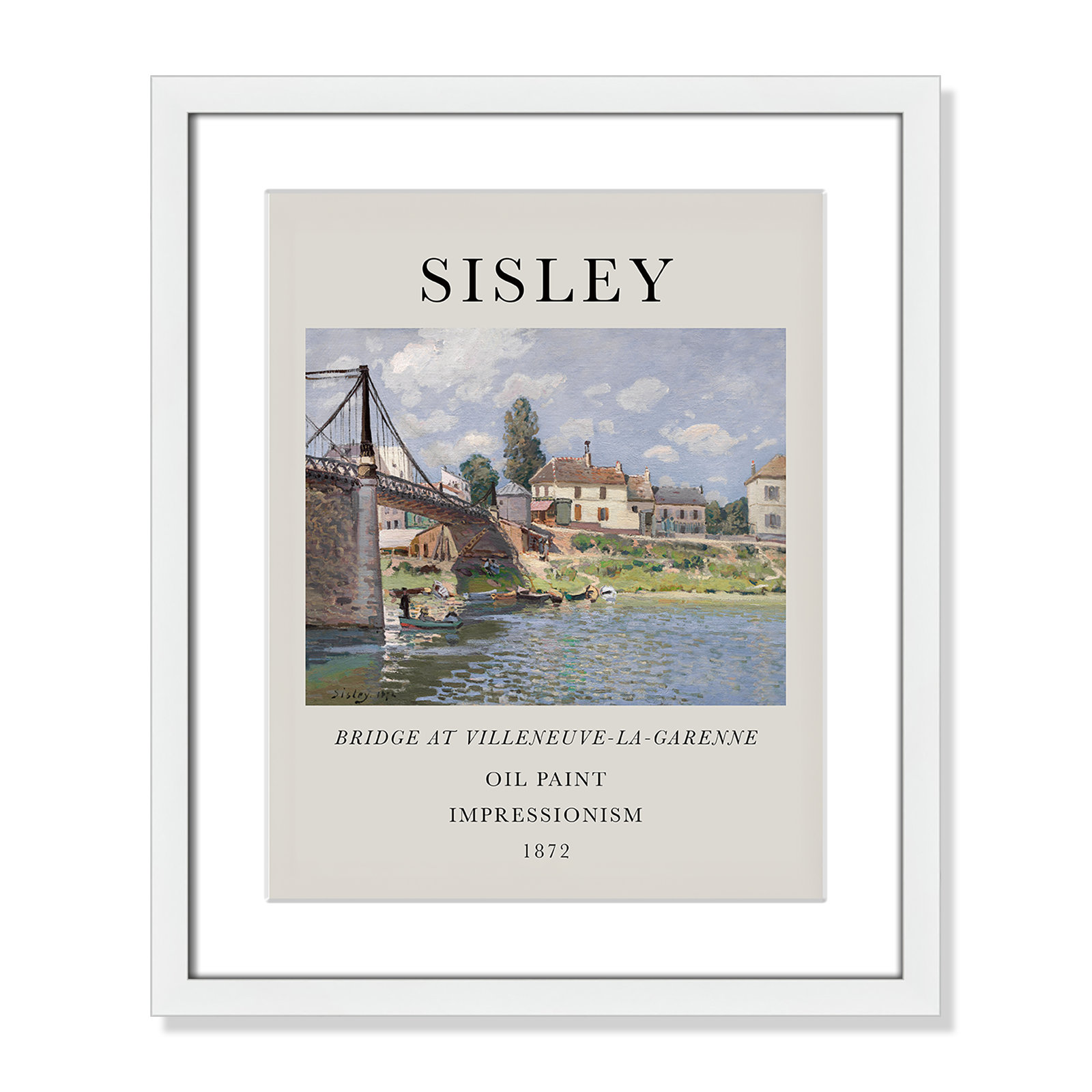 Old Masters Collection " The Bridge At Villeneuve " by Alfred Sisley, Yes, 19" H x 16" W x 1.25" D